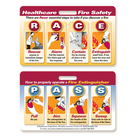 Hospital Fire Safety, RACE/PASS Race Pass Fire Safety Badge Card, Fire Safety Education Card