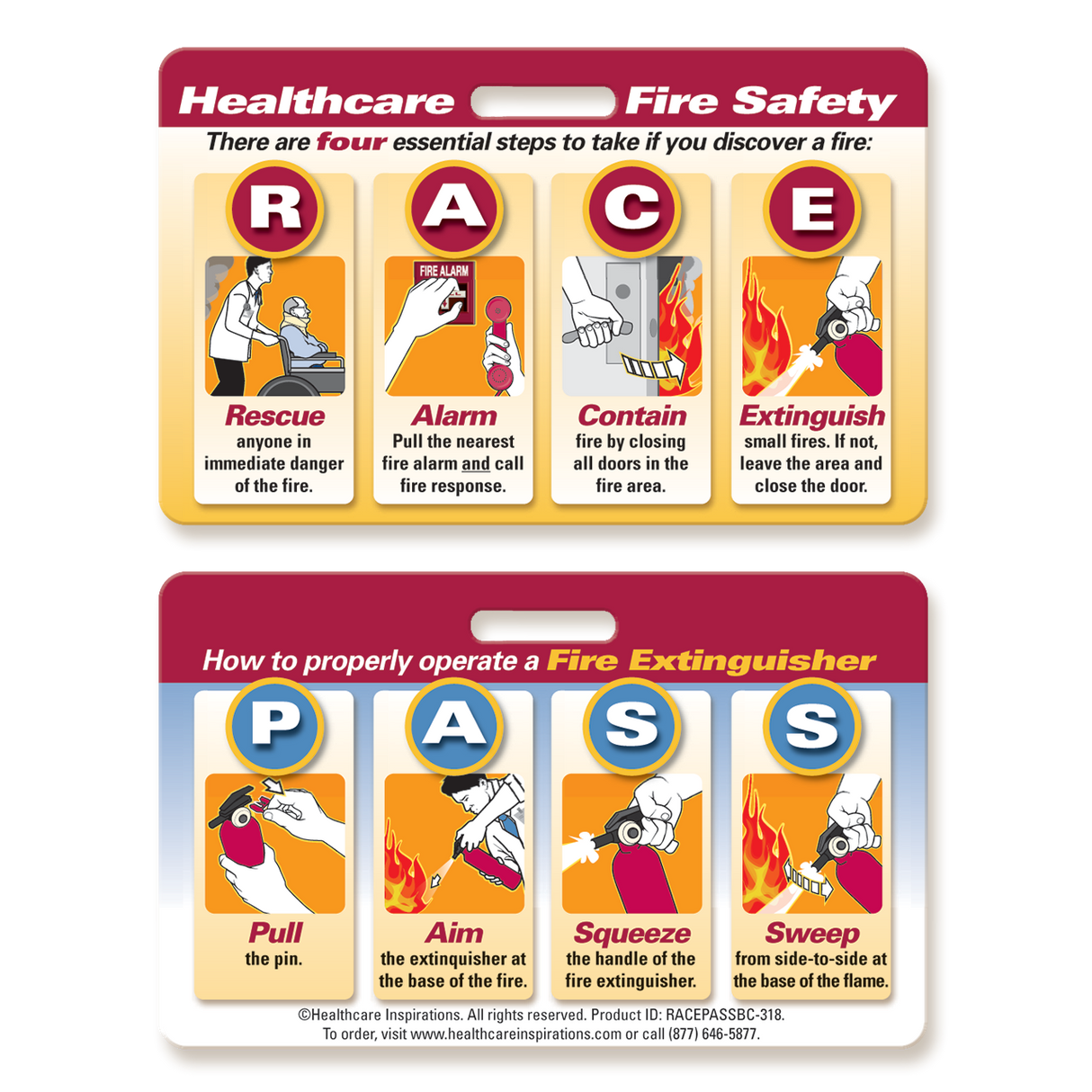 Hospital Fire Safety, RACE/PASS Race Pass Fire Safety Badge Card, Fire Safety Education Card
